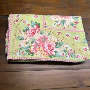April Cornell Vintage Style Floral Lime Green Pink Tablecloth Rectangle 118 x 59